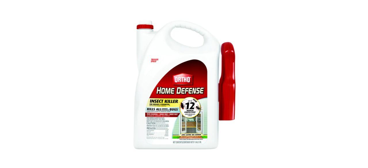 A white bottle of liquid insect killer with a sprayer attachment