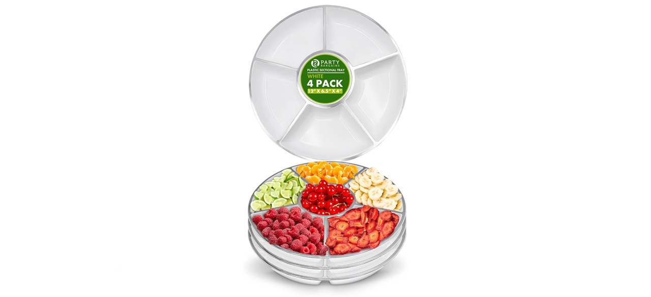 Party Bargains 6 Section Round Plastic Serving Tray