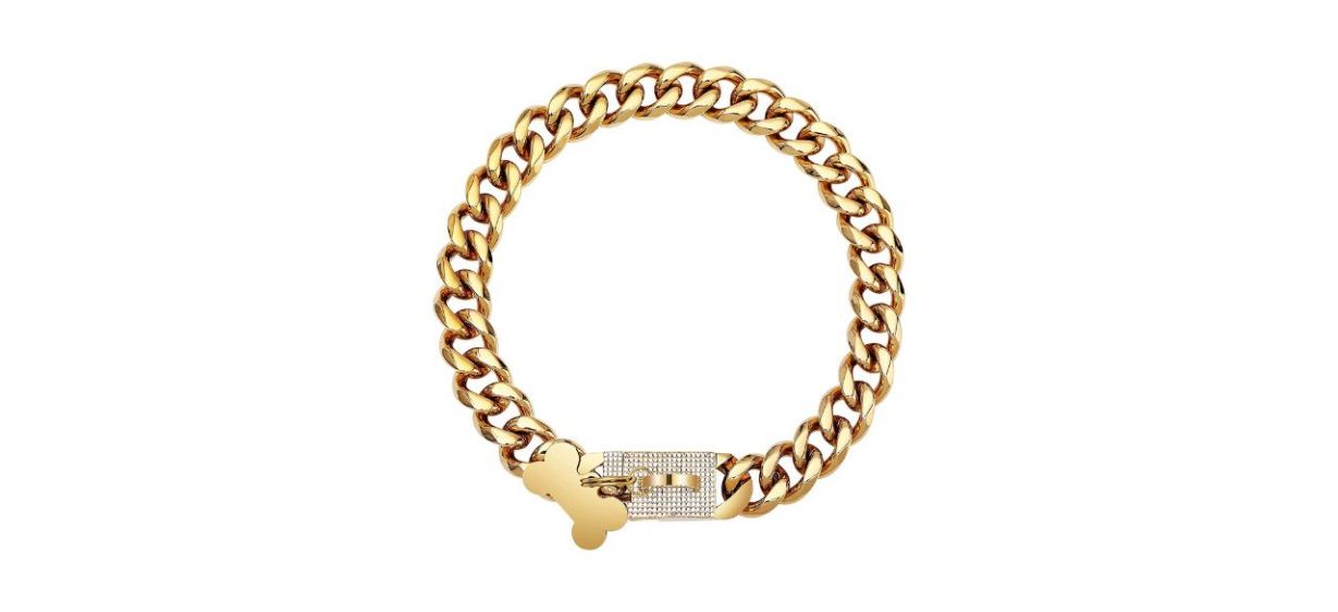 Best Pet State Diamond Dog Gold Chain Collar