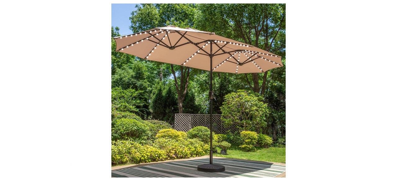 PHI VILLA 13’ Patio Umbrella with Solar Powered LED Lights