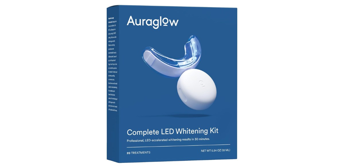 Auraglow Teeth Whitening Kit on white back Auraglow Teeth Whitening Kit on white back