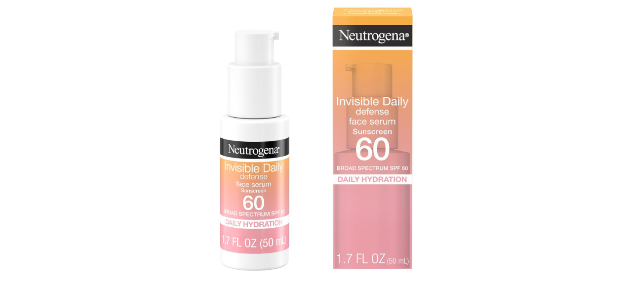 Neutrogena sunscreen and serum on white background