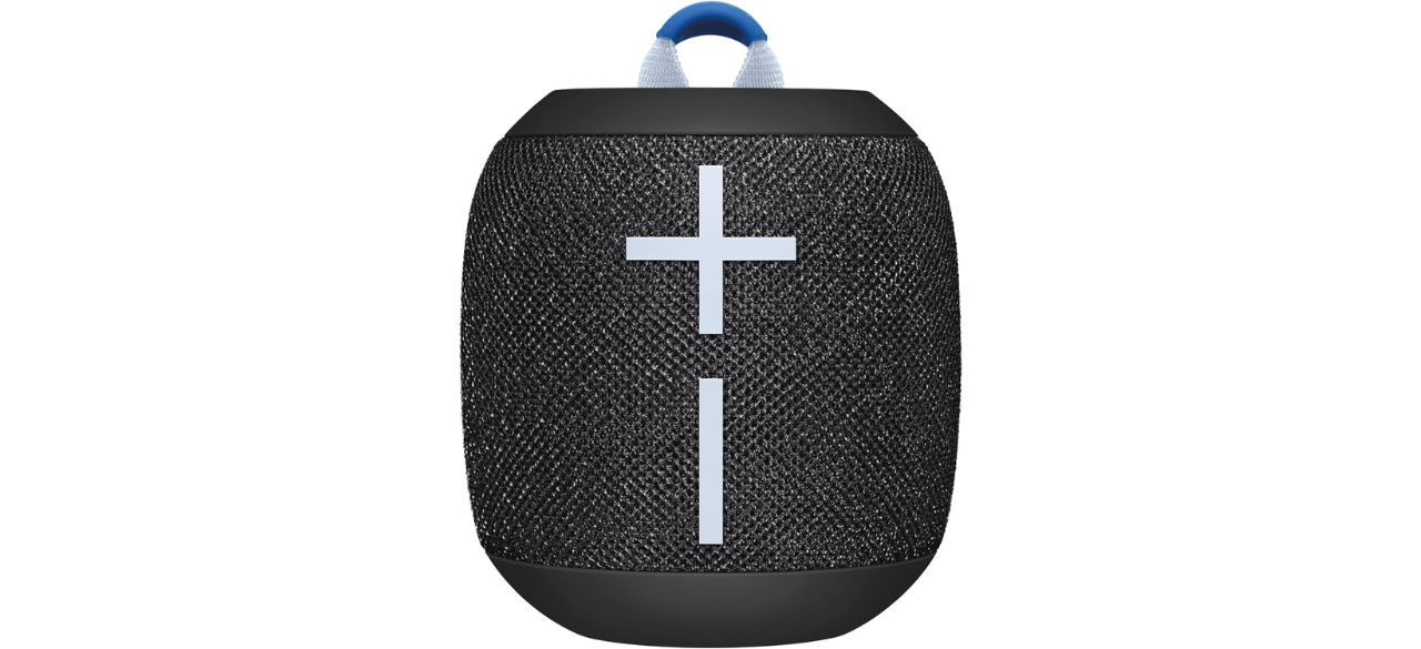Ultimate Ears Bluetooth speaker on white background