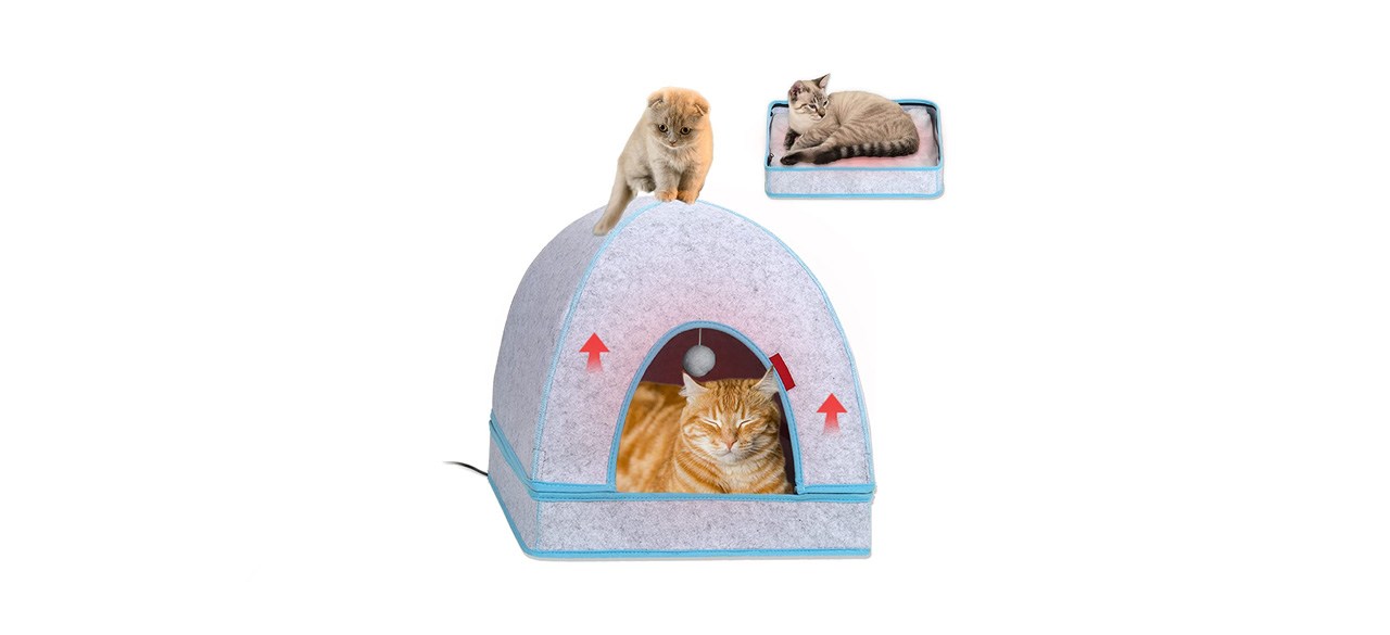 best Ramaetam 2-in-1 Indoor Heated Felt Cat Home