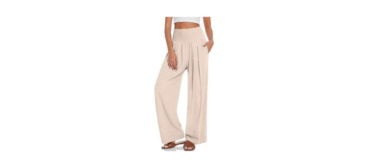 Ueu Women's Linen Palazzo Pants