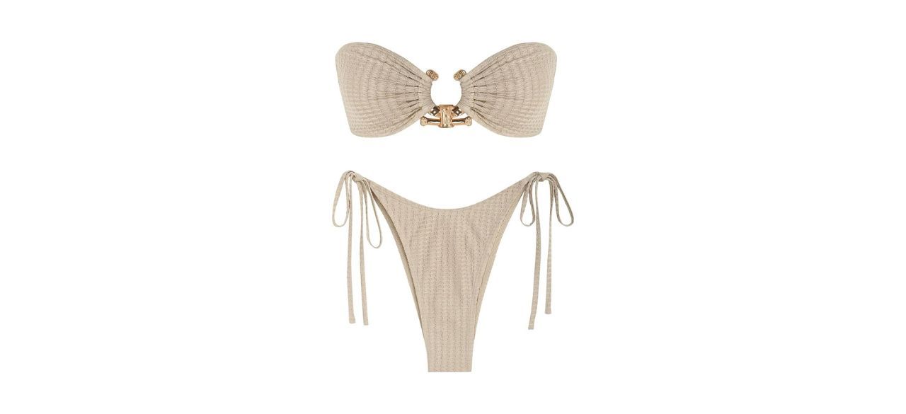 Zaful Metal Ring Bandeau Bikini Set 