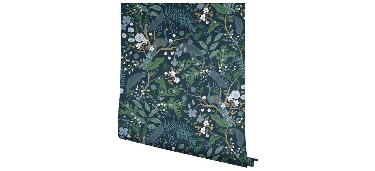 Rifle Paper Co. Peacock Garden Navy Peel-and-Stick Wallpaper