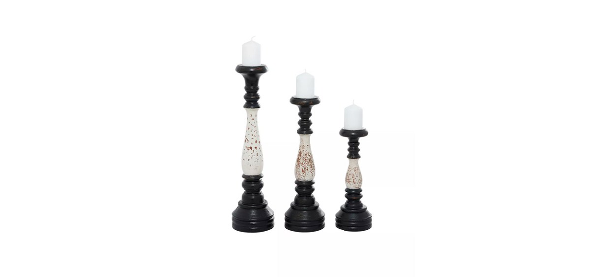 Best Rosemary Lane Wood Farmhouse Candlestick Holders