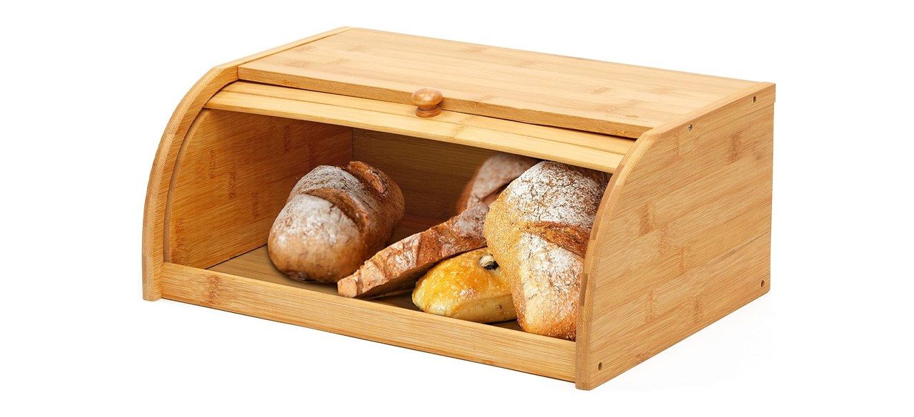 RoyalHouse Natural Bamboo Roll Top Bread Box