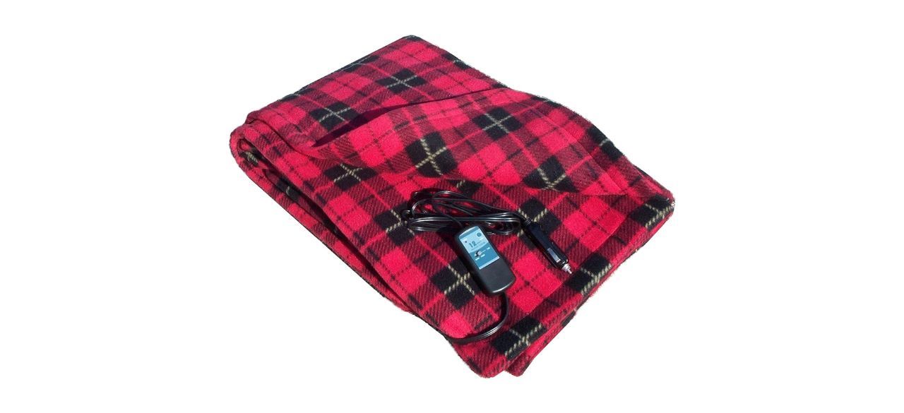 Car Cozy 2 Heated Travel Blanket with red plaid pattern