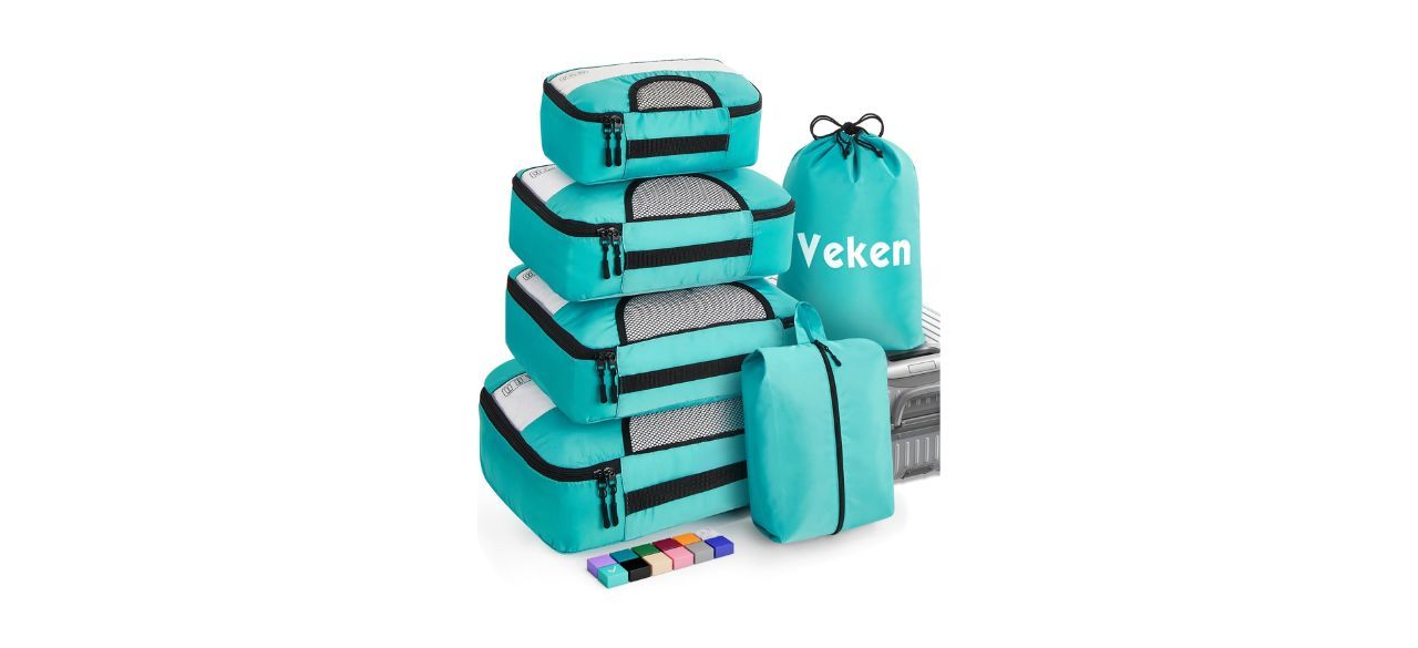 Veken Set of 6 Packing Cubes in teal