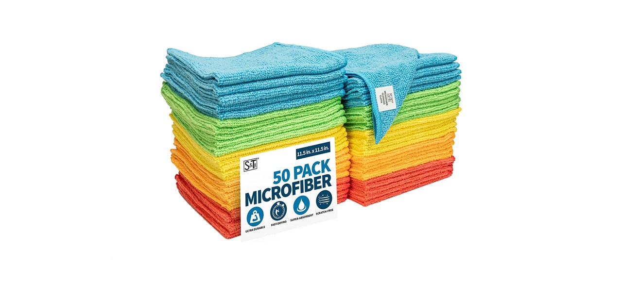 S&T INC. Microfiber Cleaning Cloths 11.5 x 11.5, 25 Pack, Assorted Colors  