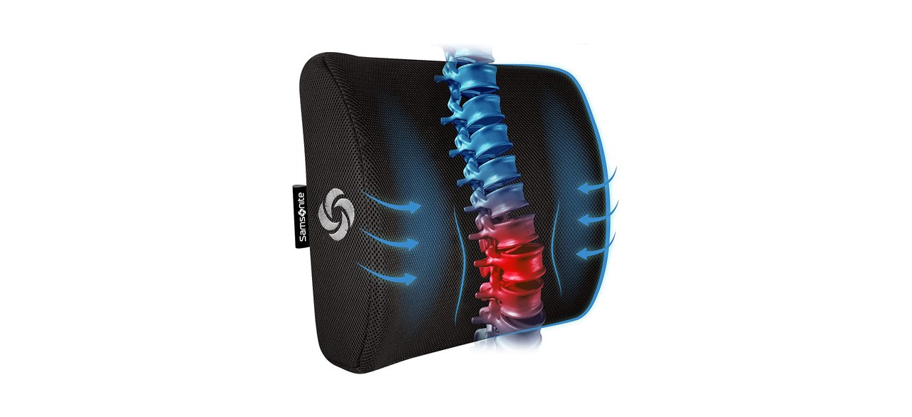 LUMBAR SUPPORT PILLOW Home or Office, Samsonite Ergonomic BACK