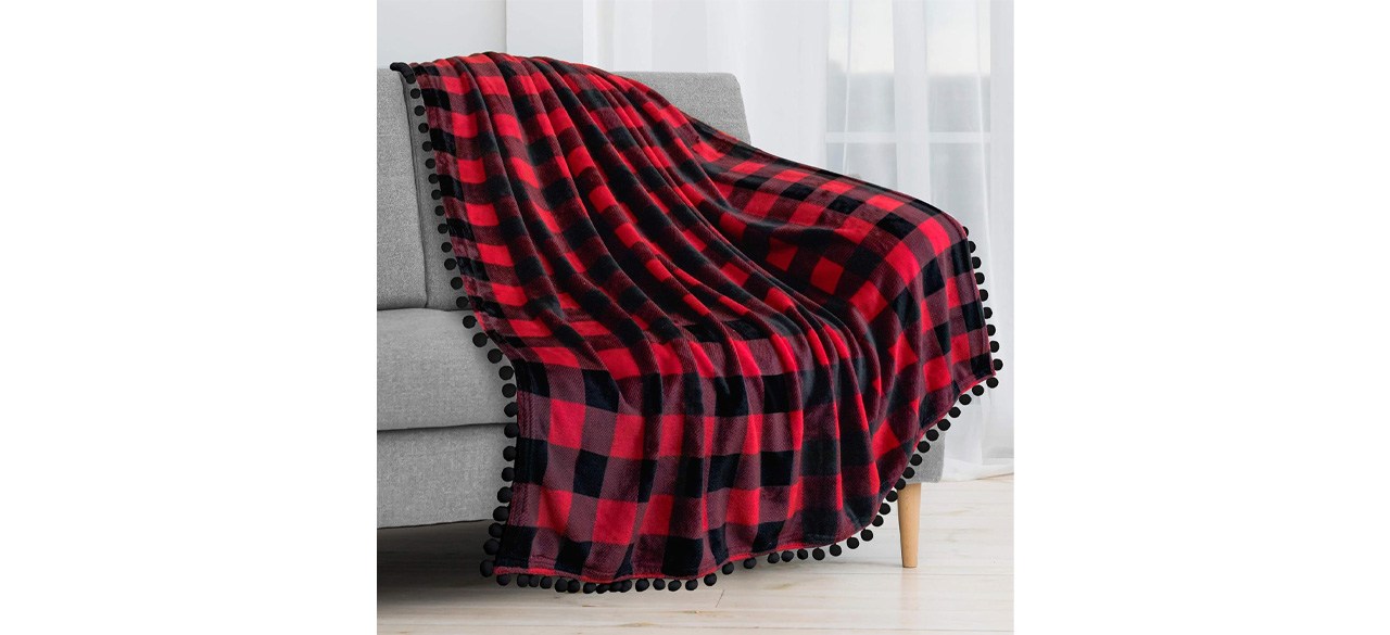 Best PAVILIA Black Red Buffalo Plaid Throw Blanket