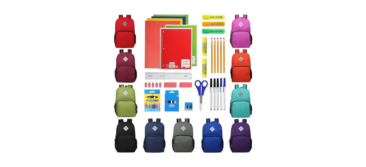 Moda West 11-Pack Sport Backpacks 52-Piece School Supplies Kits