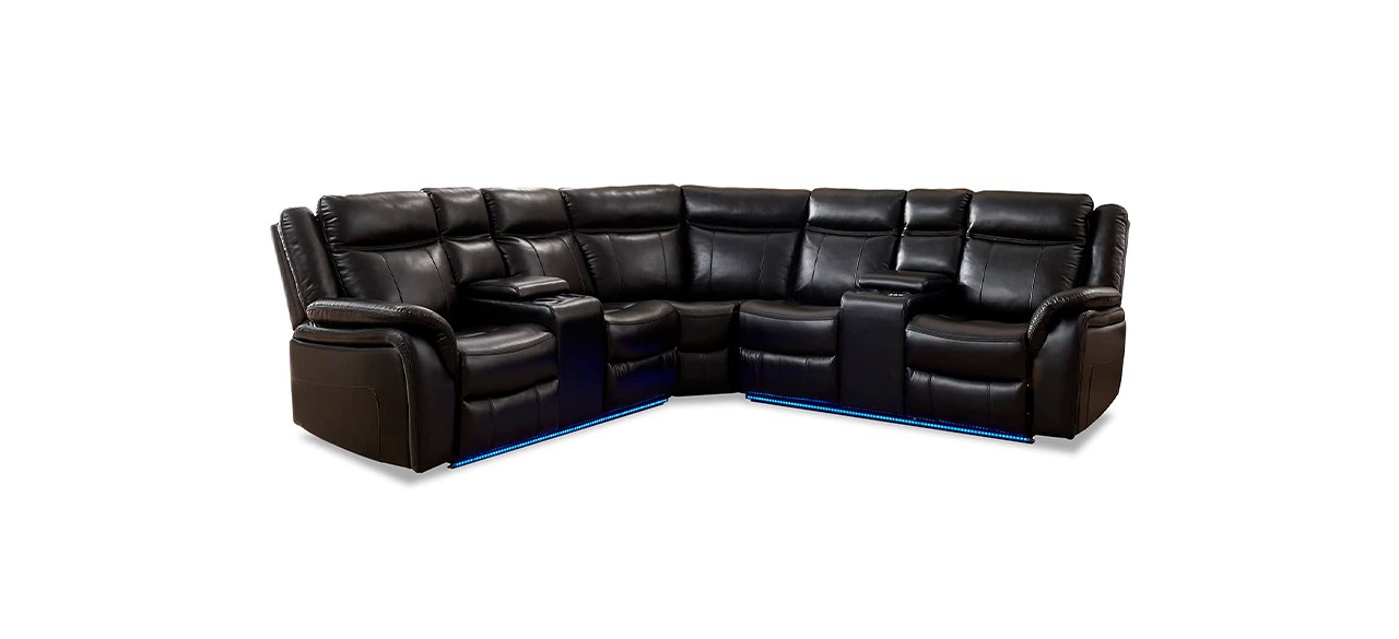 Best Secsofier Faux Leather Power Reclining Sectional Theater Sofa