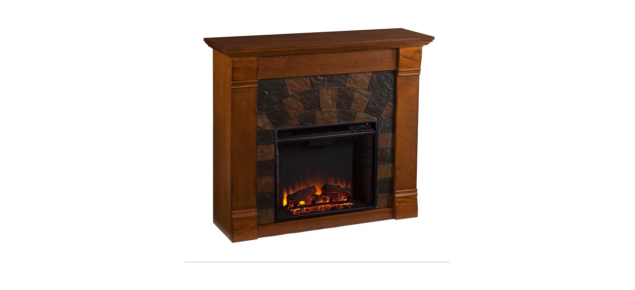 SEI Furniture Elkmont Earth Tone Tile Electric Fireplace