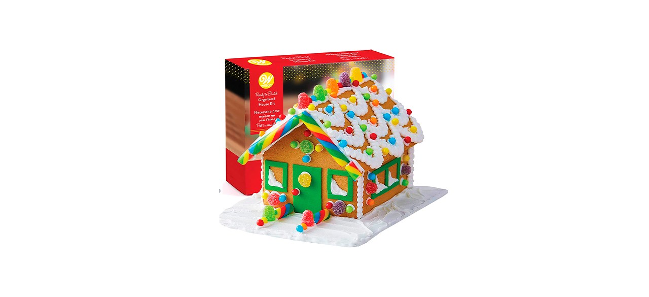 Gingerbread House Kit, Christmas Mini Village Set. Build It Yourself Kit -  Includes 4 Sets of House Panels, Lots of Candies, Fondant, Icing