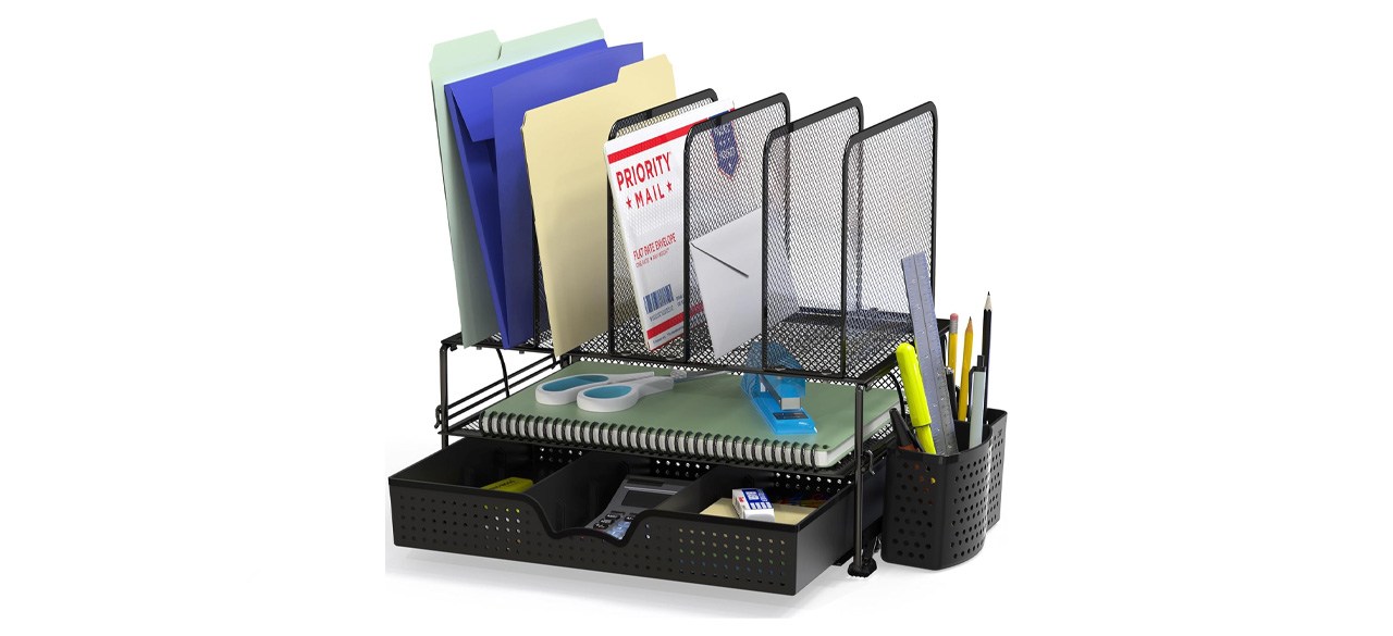 Simple Houseware Mesh Desk Organizer with Sliding Drawer