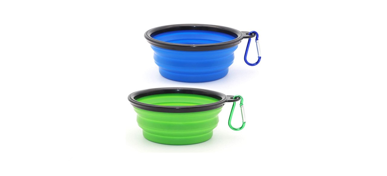  Gorilla Grip Collapsible Dog Bowl, Silicone Set Of 2 Travel  Bowls