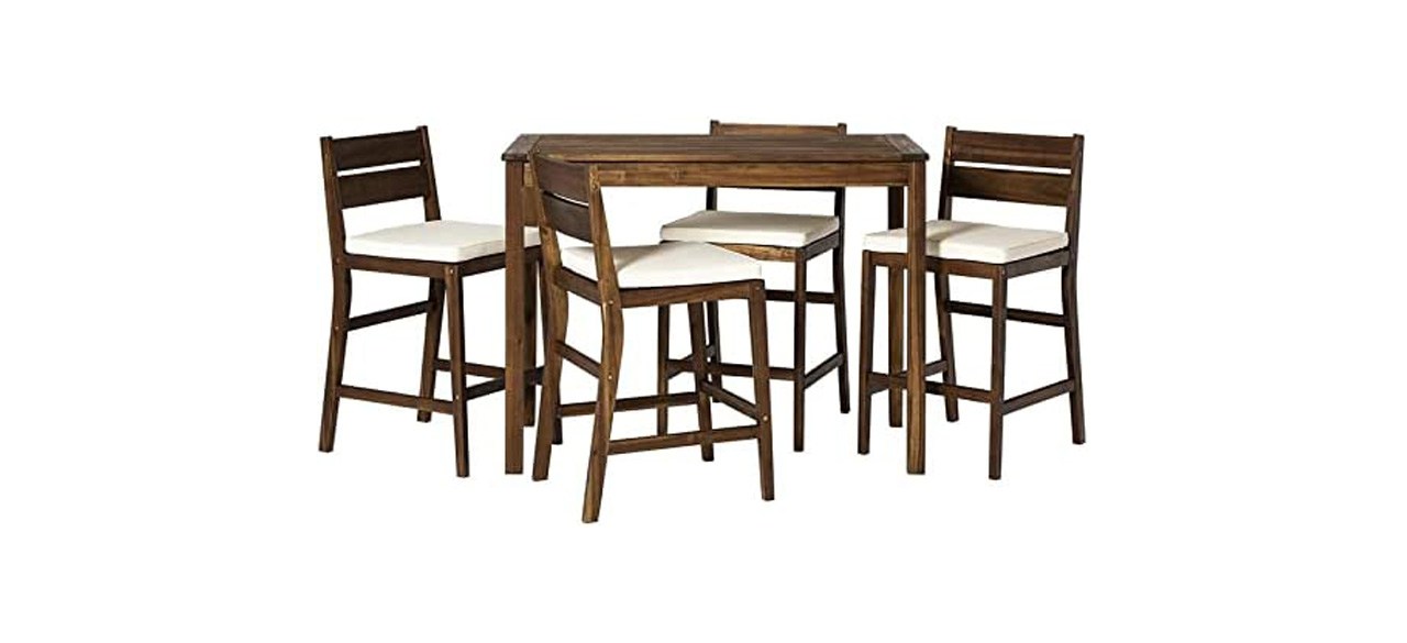 Best Walker Edison Catalina Contemporary 5-Piece Outdoor Dining Table and Chair Set