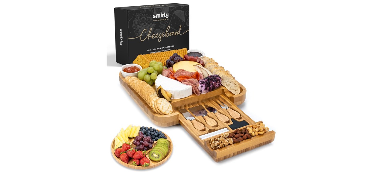 SMIRLY Bamboo Cheese Board and Knife Set