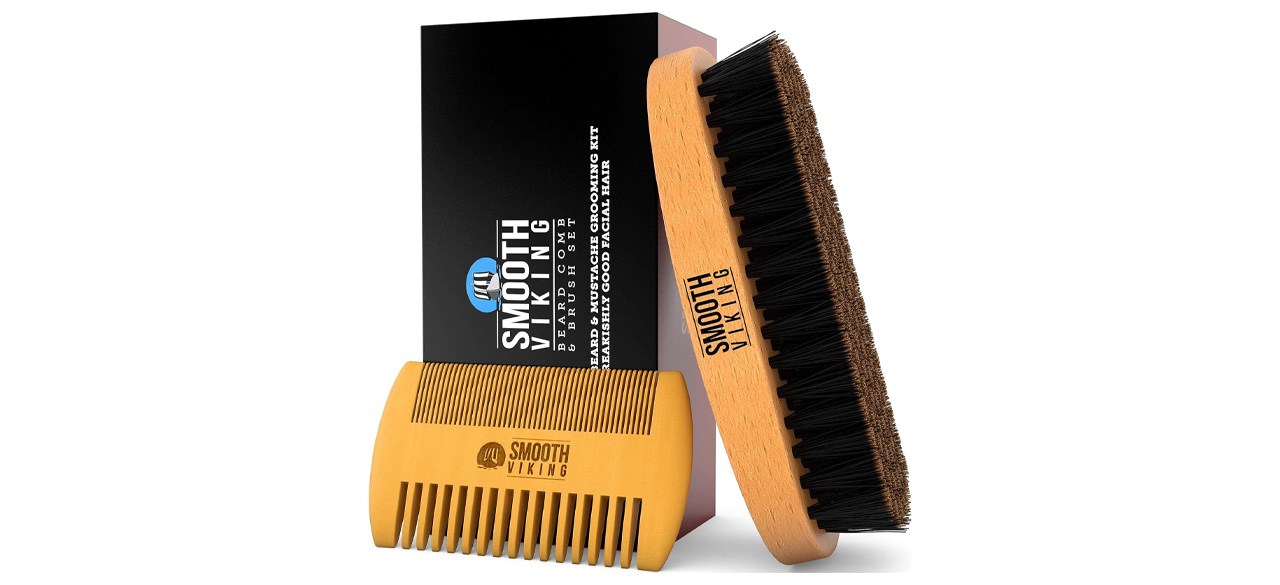 Smooth Viking beard comb and brush set