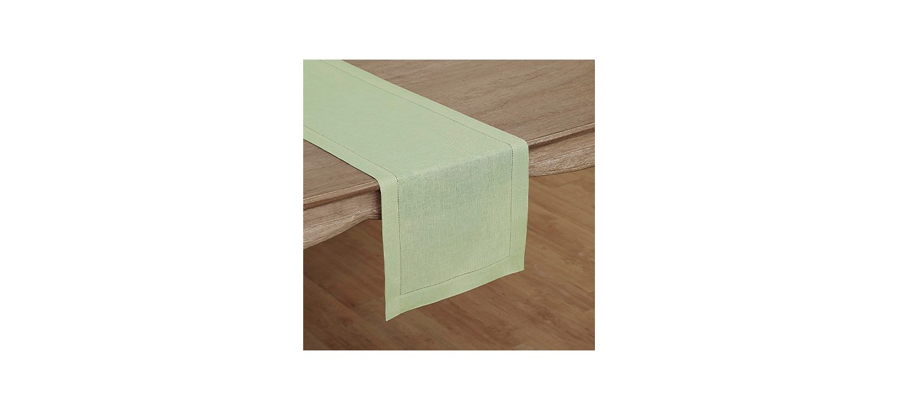 A light green table runner