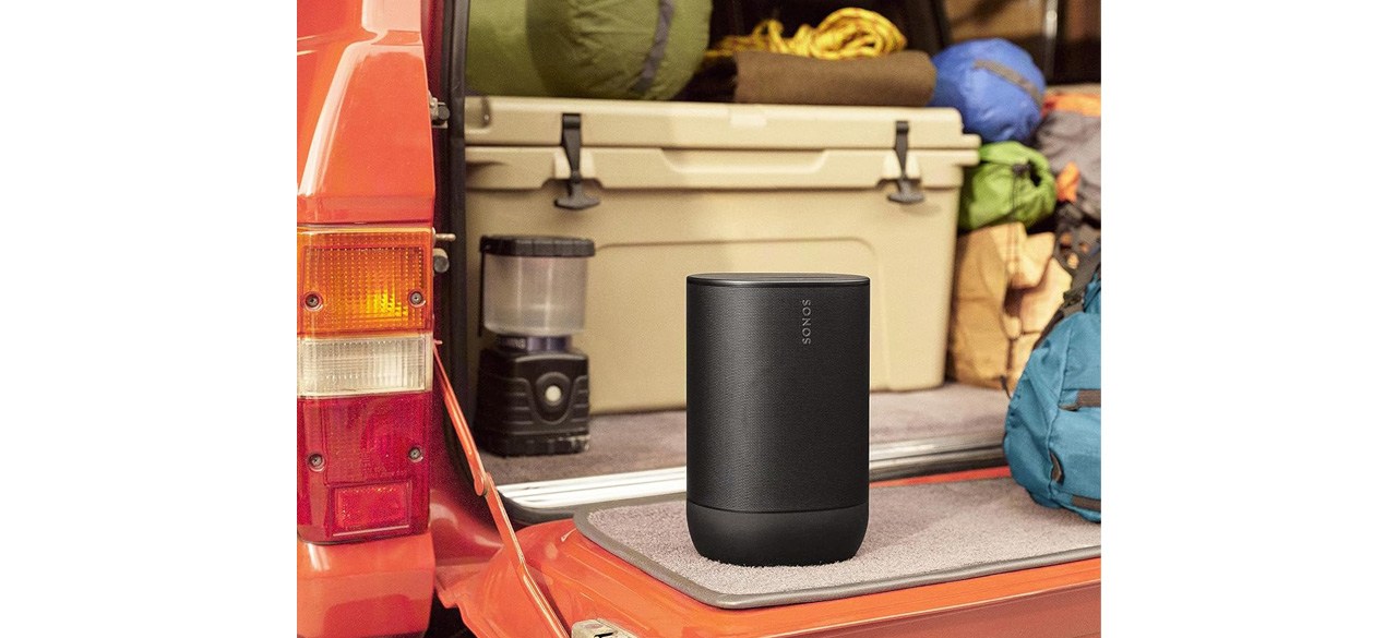 Sonos Move 2 speaker on truck tailgate in front of cooler