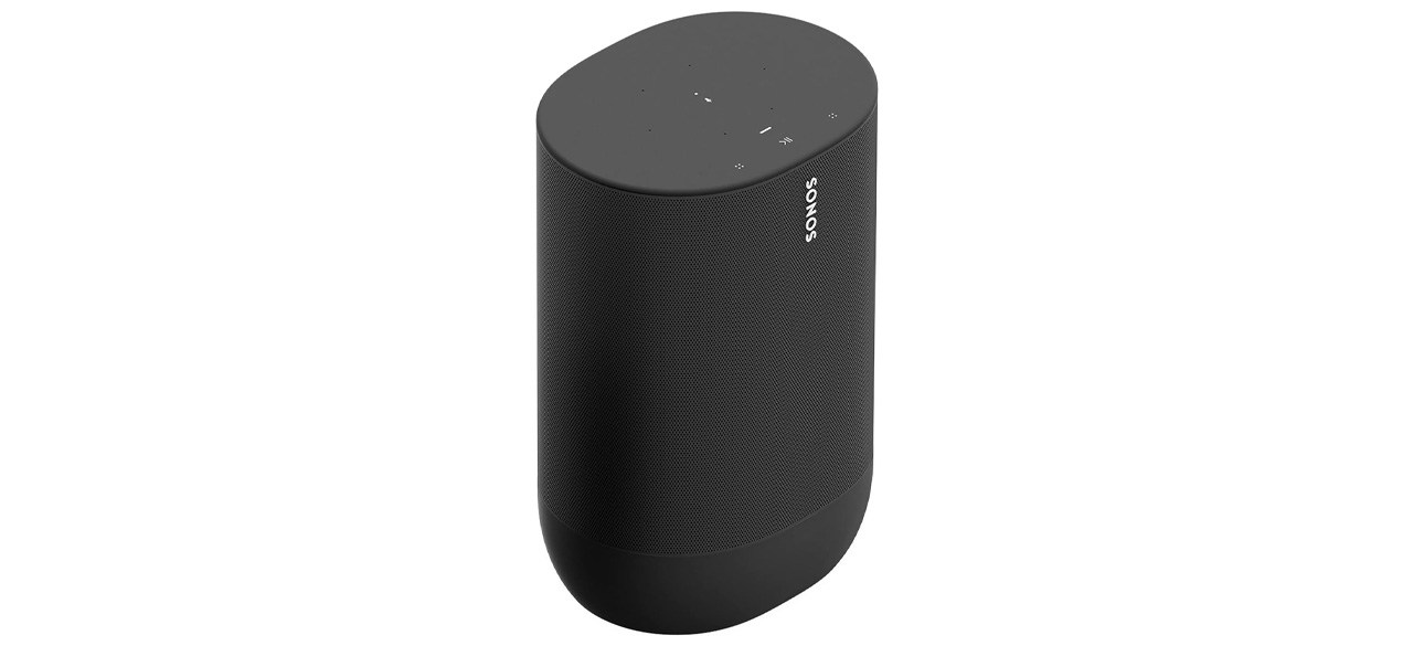 Black Sonos Move speaker on white background