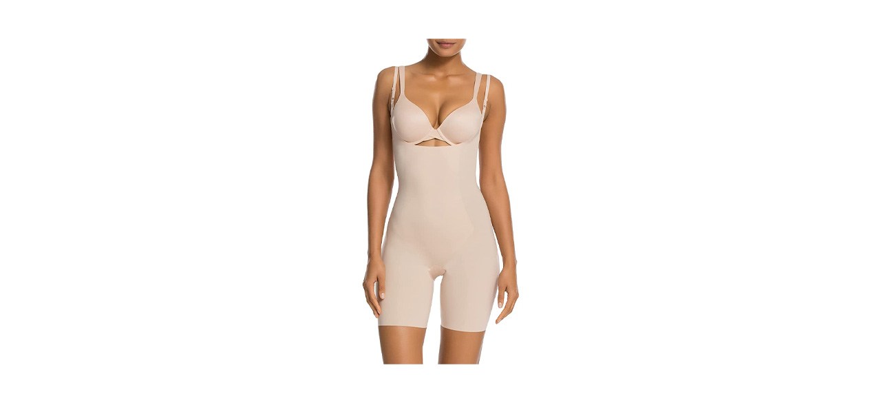 Spanx Thinstincts Open Bust Mid Thigh Bodysuit Shapewear Review