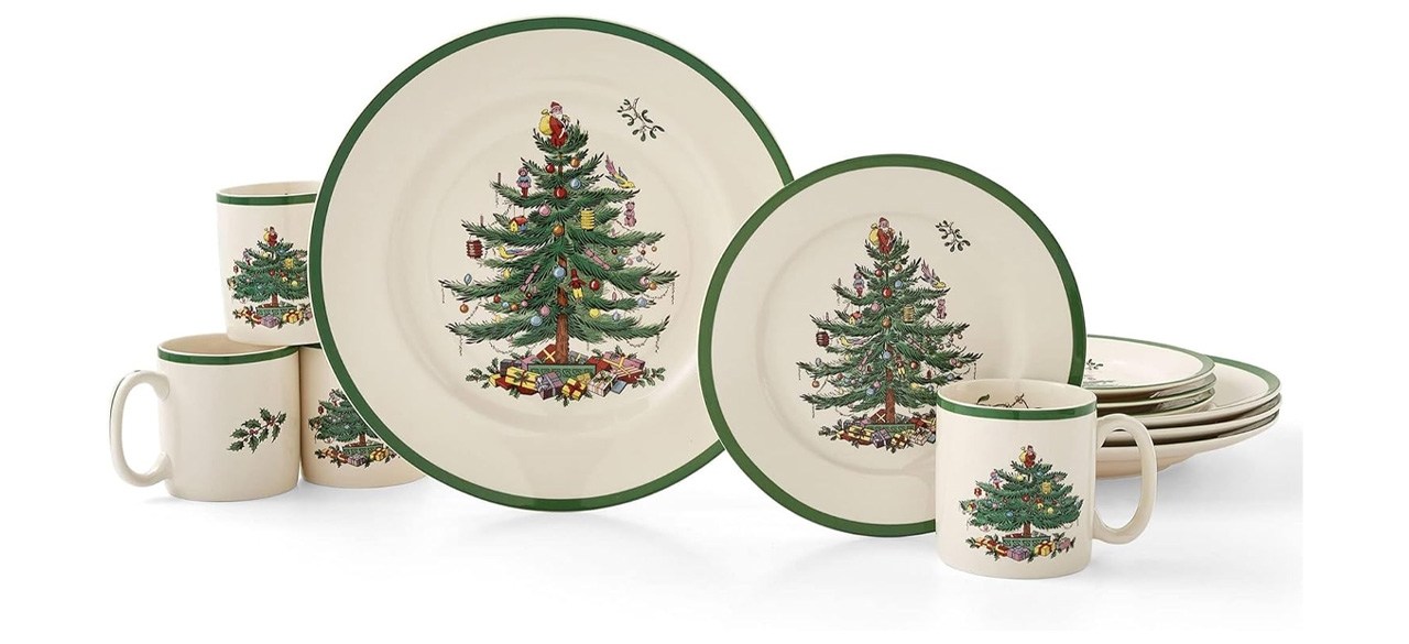 Spode Christmas Tree 12-Piece Dinnerware Set, Service for Four