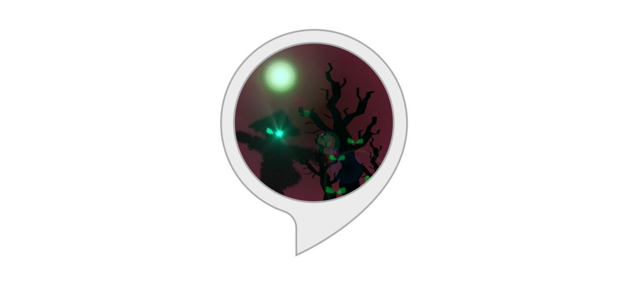 a speech bubble with a dead black tree shadow in it