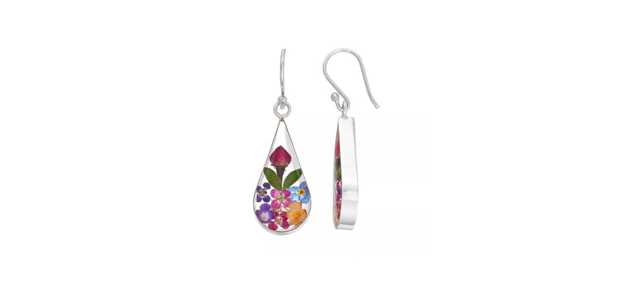 Best Sterling Silver Pressed Flower Teardrop Earrings