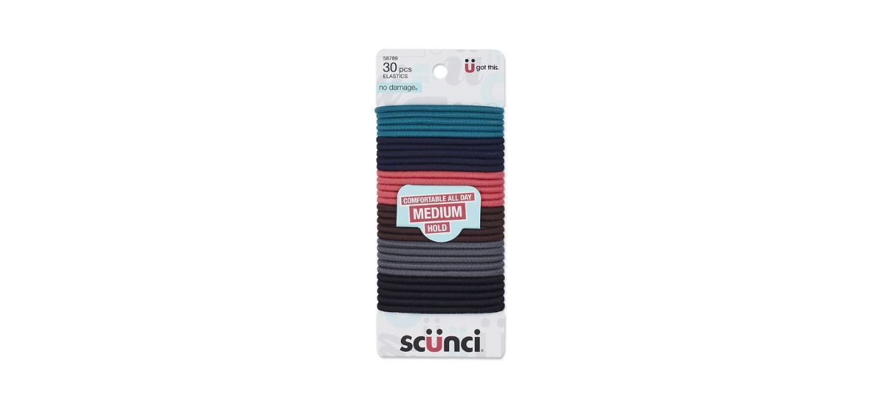 Scunci No Damage Effortless Beauty Large Multicolor Elastics on white background