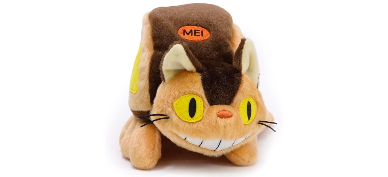 Studio Ghibli Meu vizinho Totoro Cat Bus pelúcia em fundo branco