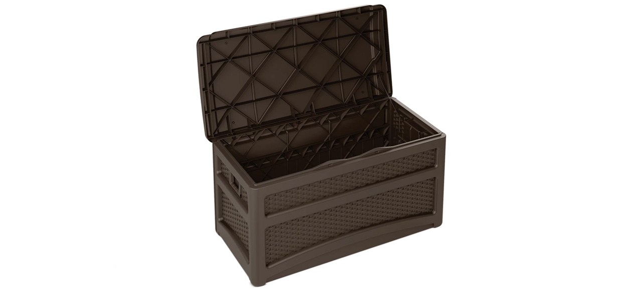 Suncast 46 in. W x 23.75 in. D Resin Wicker Deck Box with Wheels