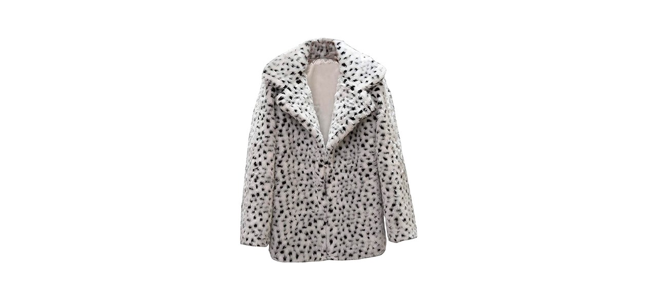 Best Sunmoot Long Lapel Leopard-Print Faux Fur Coat