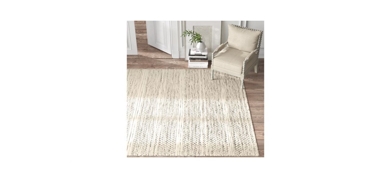 best Sylvie Chevron Wool Cream/Black Area Rug