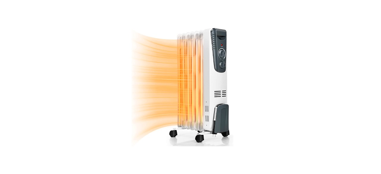 Tangkula Electric Oil Heater on white background with simulated heat waves