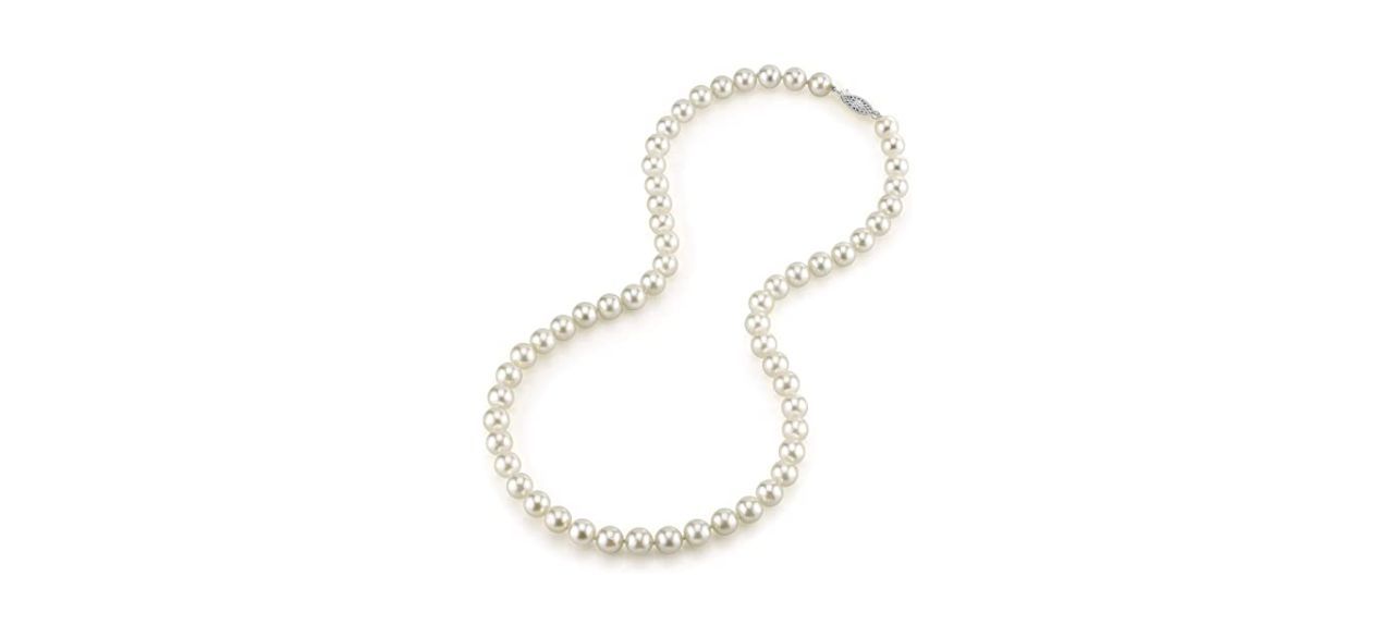 The Pearl Source 14 karat White Saltwater Cultured Pearl Necklace