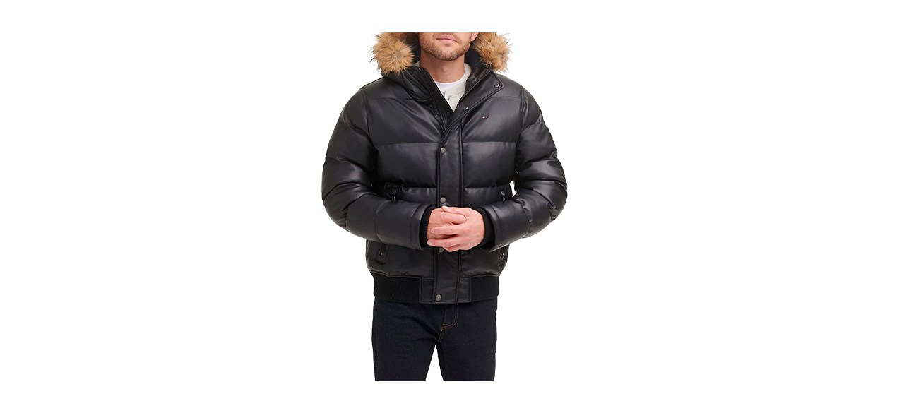 Tommy Hilfiger Men's Arctic Cloth Quilted Snorkel Bomber Jacket, Black,  X-Small at  Men's Clothing store