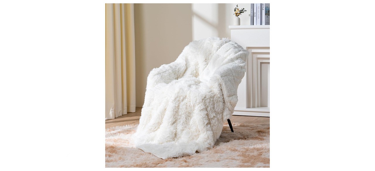 Topblan Fuzzy Faux Fur Weighted Blanket