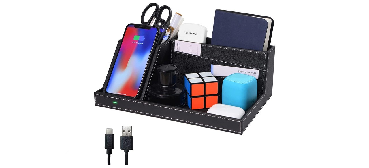 Topmade Fast Wireless Charger with Desk Organizer