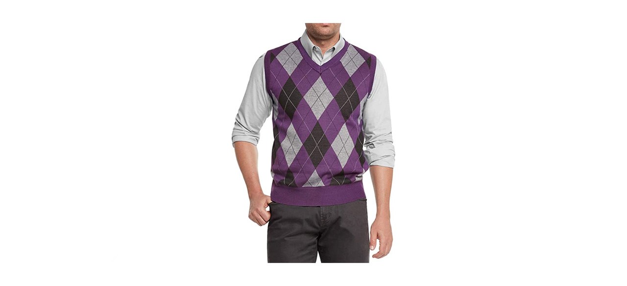 best True Rock Men's Argyle V-Neck Sweater Vest