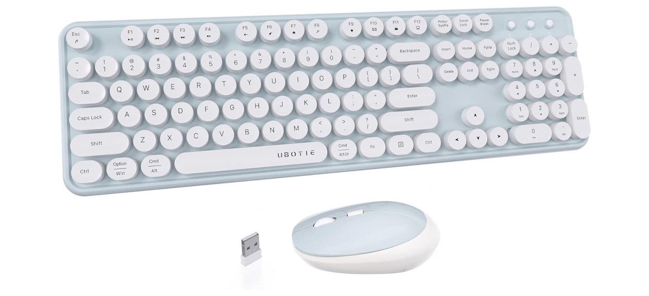 UBOTIE Colorful Computer Wireless Keyboard Mouse Combos
