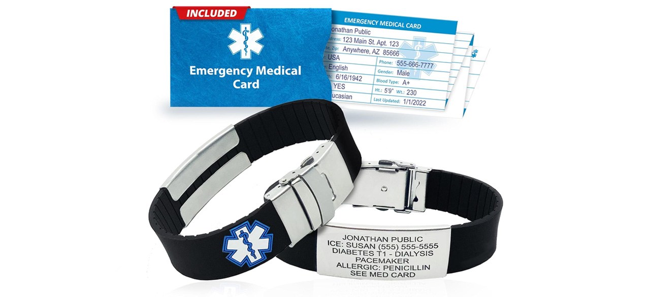 Universal Medical Data Silicone SPORT Medical Alert ID Bracelet