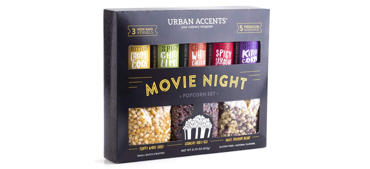 Urban Accent Movie Night Night Popcorn Carnels and Pipcorn Temperoing Packs Diferentes