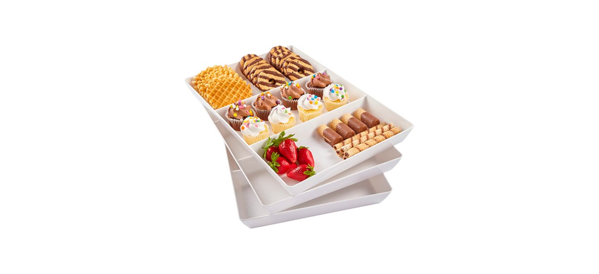 Best US Acrylic Avant Plastic 3-Section Stackable Serving Tray