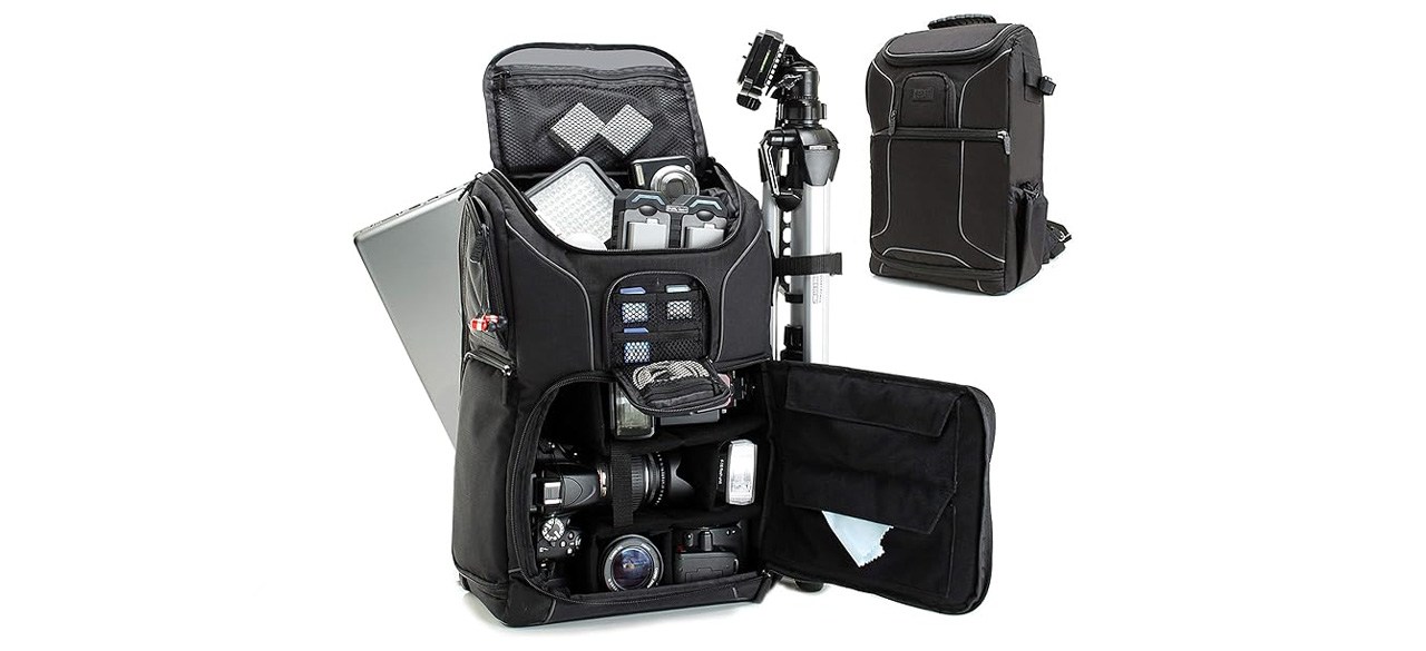 USA Gear DSLR Camera Backpack Case with 15.6-inch Laptop Compartment
